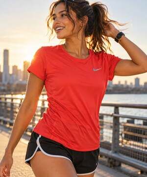 Dri-FIT Running Tee Nike Women's XL Red Run Lola Run Y2K Sporty Athleisure
